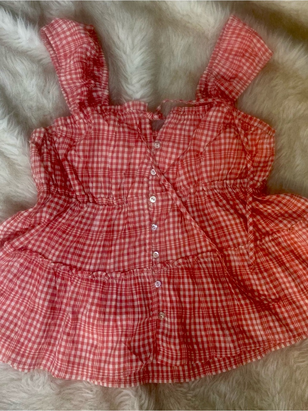 Rewind Red and White Gingham Ruffle Sundress
